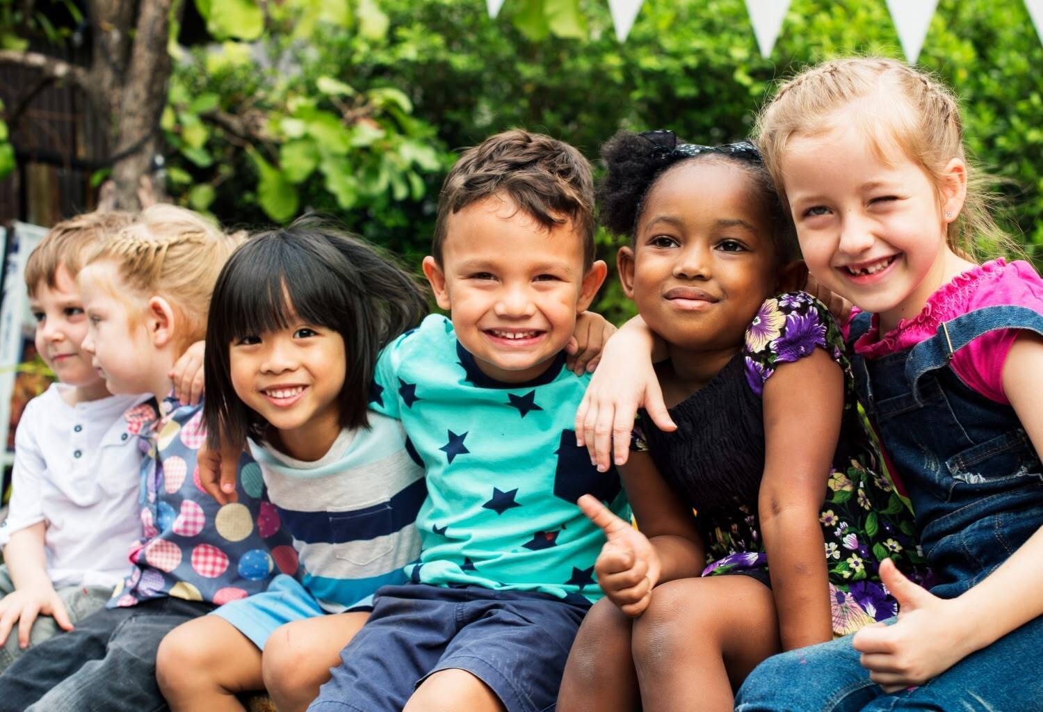 Happy children smiling together